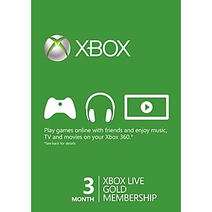 3-Month Xbox Live Gold Membership (Digital Delivery) $9.89 or Less