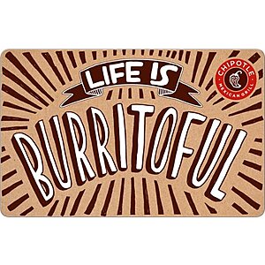 $50 Chipotle eGift Card $45 & More + Free S&H