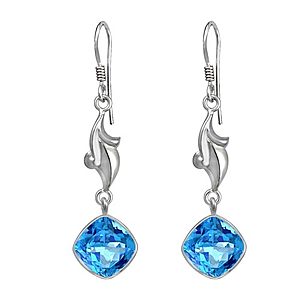 925 Sterling Silver 5.00ct TGW Genuine Blue Topaz Dangle Earrings - Free Shipping $12.74