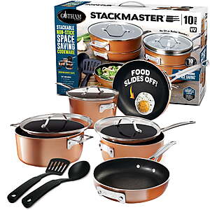 10-Piece Gotham Steel Stackmaster Pots & Pans Non-Stick Cookware Set $50 + Free Shipping