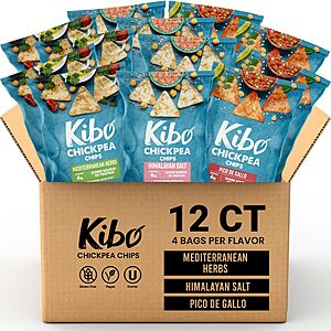 12-Pack 1-Oz Kibo Chickpea Chips (Variety Pack, Pico de Gallo, Mediterranean Herbs) $8.69 w/ S&S + Free Shipping w/ Prime or on $35+
