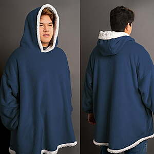 Mainstays Wearable Sherpa Hoodie Throw Blanket (Blue) $9.50 + Free S&H w/ Walmart+ or $35+