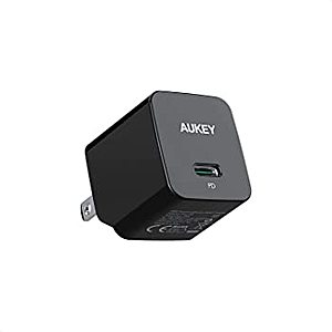 AUKEY 18W USB C PD Charger Fast Charger Black ($6.39) after $2 Coupon  + $3.60 Promo+ Free Prime Ship
