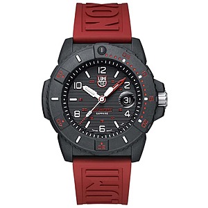 Luminox Men's 45mm Navy Seal Military Dive Watch Black Dial Red Strap $299.60 + Free Shipping