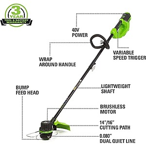 40V 14" Cordless Battery String Trimmer w/ 2.0 Ah Battery & Charger $117 + Free Shipping $117.99