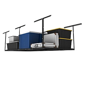 FLEXIMOUNTS 4x8 Overhead Garage Storage Rack 600lbs Weight Capacity (Black/White) $132.47 + Free Shipping