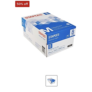Staples Multipurpose Paper, 8.5" x 11", 20 lbs., Bright White, 500 Sheets/Ream, 8 Reams(50% off) $27.99