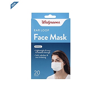 Walgreens Earloop Face Masks Small 20 ct ea $8.79