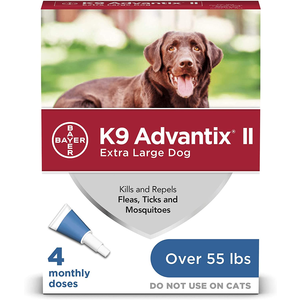 Amazon.com: K9 Advantix II Flea and Tick Prevention for Extra-Large Dogs 1-Pack 4 Monthly Doses, Over 55 Pounds: Pet Supplies $12.95