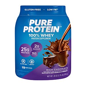 1.75-Lb Pure Protein Whey Protein Powder (Rich Chocolate) 2 for $35.88 ($17.94 each) w/ Subscribe & Save + Free Shipping