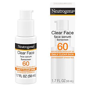 1.7-Oz Neutrogena Clear Face Serum SPF 60 Sunscreen $11.34 w/ S&S + Free Shipping w/ Prime or on $35+
