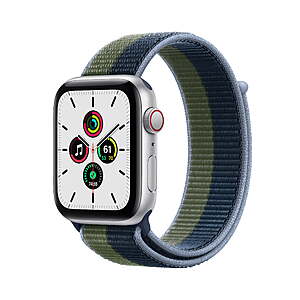 44mm Apple Watch SE (1st Gen) GPS + Cellular (Silver Aluminum Case w/ Abyss Blue/Moss Green Sport Loop) $149 + Free Shipping
