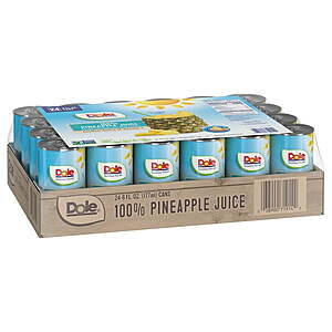 24-Count 6-Oz Dole All Natural 100% Pineapple Juice Cans $10.72 + Free Shipping w/ Walmart+ or $35+