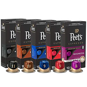 50-Ct Peet's Coffee Nespresso Original Espresso Coffee Pods Variety Pack w/ Decaf $23.39 + Free Shipping w/ Prime or on $35+