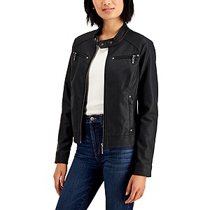 Women's Jackets: Jou Jou Juniors' Faux-Leather Jacket $17.75 + Free Store Pickup