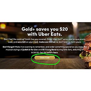 Shell Gold+ member - Free $20 Uber Eats, YMMV