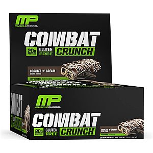 12-Count MusclePharm Combat Crunch Protein Bar: Cookies 'N' Cream $11.10 & More w/ Subscribe & Save