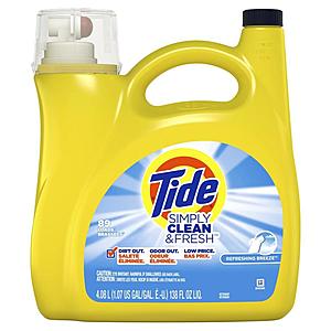 Tide Simply Clean & Fresh Liquid Laundry Detergent, Refreshing Breeze, 89 Loads 138 fl oz $6.78