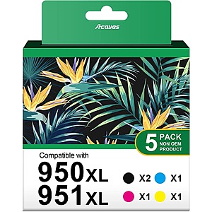 5-Pack 950XL 951XL Combo Replacement for HP 950 951 $24.99 + Free Shipping with PRIME at Amazon