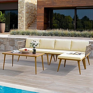 YITAHOME 4 Pieces Patio Furniture Set with Cushions and Side Table - Beige $287.79+ Free Shipping