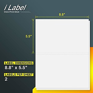 8.5" x 5.5" Half Sheet Shipping Labels for Laser & Inkjet Printers 50% Off