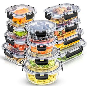 24-Pc JoyJolt JoyFul Borosilicate Glass Airtight Food Storage Containers w/ Lids For $35.95