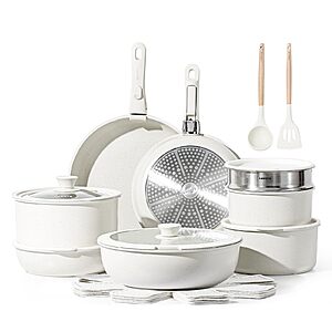Lightning Deal: 23-piece Carote Nonstick Granite Cookware Set w/ Detachable Handles (White) $100 + Free Shipping