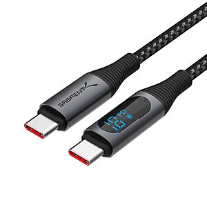 Sabrent 100W USB-C Charging Cable w/ Smart Display: 6.6' $12, 3.3' $9.95 & More