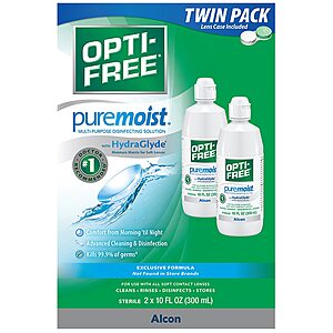 2-Pack Opti-Free Multi-Purpose Disinfecting Solution (PureMoist) - $6 + Free Curbside Pickup @ Walgreens $5.94