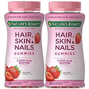 80-Ct Nature's Bounty Optimal Solutions Hair, Skin & Nails Gummies 2 for $4.95 Free Store Pickup ($10 Minimum Order)