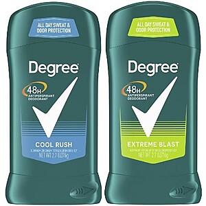 2.7-Oz. Degree Men's Antiperspirant Deodorant (Various): 2 for $2.45 w/Free Ship to Store Pickup @ Walgreens