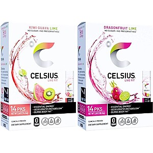 14-Ct Celsius On-the-Go Powder Stick Packets (Various Flavors): 2 for $12.60 w/Free Store Pickup @ Walgreens