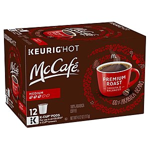 Walgreens Pickup: 12 Count McCafe K-Cup Pods or 12 Oz Premium Roast Ground Coffee Bag - 2 for $5.39