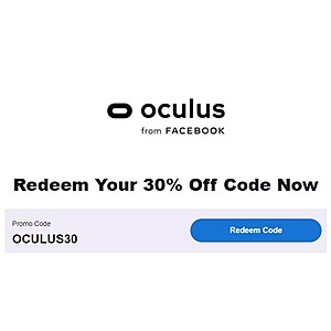 Select Oculus Customers: 30% Off Next Regular Price App/Game (YMMV) Expires Feb 1, 2022