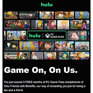Hulu Members: Free 3-Months of PC Game Pass (New Xbox Game Pass Members) *Check email / YMMV