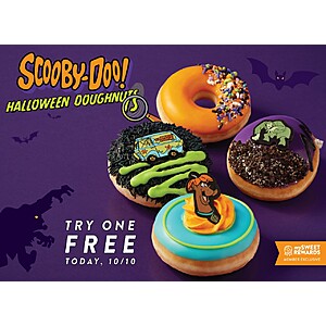 Krispy Kreme Rewards Members: Free Scooby-Doo Halloween Collection Doughnut w/ Any Purchase (valid 10/10 only)