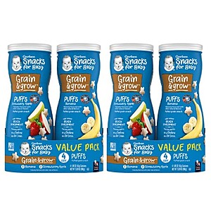 8-Pack 1.48-Oz Gerber Puffs Cereal Snack Variety Pack (4x Strawberry Apple + 4x Banana) $8.75 w/ S&S + Free Shipping w/ Prime or $35+