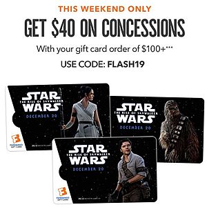 Fandango: Buy a $100 Gift Card, Get $40 Concession Certificate (Ends 12/22/19)