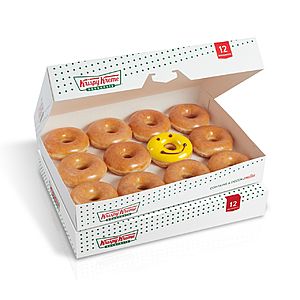Krispy Kreme: Free Dozen Original Glazed Doughnuts + Smiley-Face Doughnut w/ Purchase of Dozen Original Glazed Doughnuts (on Saturdays beginning March 28th)