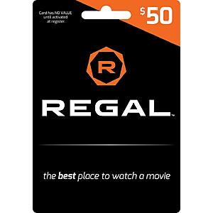 Regal Entertainment Physical Gift Card $50 Amazon Lighting Deal $42.50