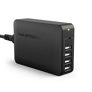 RAVPower 60W 5-Port USB Desktop Charging Station w/ 45W Power Delivery Port-Black $19.99 + FS