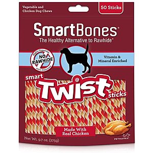 50-Count SmartBones Smart Twist Sticks Dog Treats (Chicken Flavor) $2.80 w/ Subscribe & Save