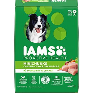 New Chewy Customers: 15-Lbs Iams Proactive Health MiniChunks Adult Dry Dog Food 2 for $10 ($5 each) w/ Autoship & More + Free Shipping