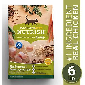 6-Lb Rachael Ray Nutrish Super Premium Dry Cat Food (Real Chicken & Brown Rice) $6 w/ S&S + Free S&H & Much More