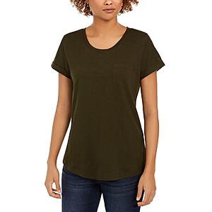 Women's Style & Co Long Sleeve Striped Top or Cotton Crew Neck Short Sleeve Tee (Olive) $5.60 & More + Free Store Pickup at Macy's