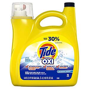Tide Simply + Oxi Liquid Laundry Detergent, 96 Loads, 150 Fl Oz - $9.85 w/ S&S @ Amazon