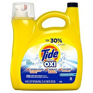3-Ct 150oz Tide Simply + Oxi Refreshing Breeze Liquid Laundry Detergent + $10 GC $33 + Free Store Pickup