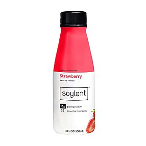24-Pk (12-Pk 11-Oz + 12-Pk 14-Oz) Soylent Protein Meal Replacement Shake (Strawberry) $39.96 & More + Free Shipping