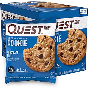 12-Ct Quest Nutrition Protein Cookie (Chocolate Chip) $10.69, 12-Ct 1.1-Oz Tortilla Style Protein Chips (Nacho Cheese) $14.19 & More w/ S&S + Free Shipping w/ Prime or $25+