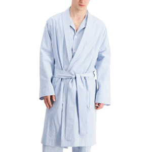 Club Room Men's Robe: Seersucker Woven Robe (blue) $14, Plaid Shawl Collar Flannel Robe (red) $11.20 + Free Store Pickup at Macy's or FS on $25+